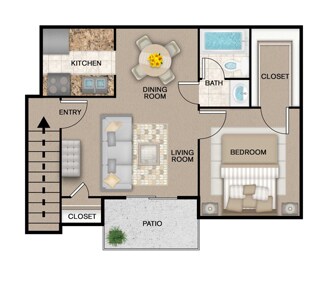 1X1 Apartment 14-256 floor plan